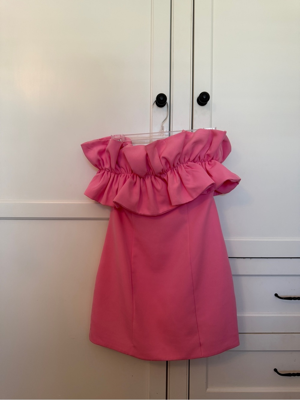 DO+BE Pink Ruffle Off-Shoulder Mini Dress